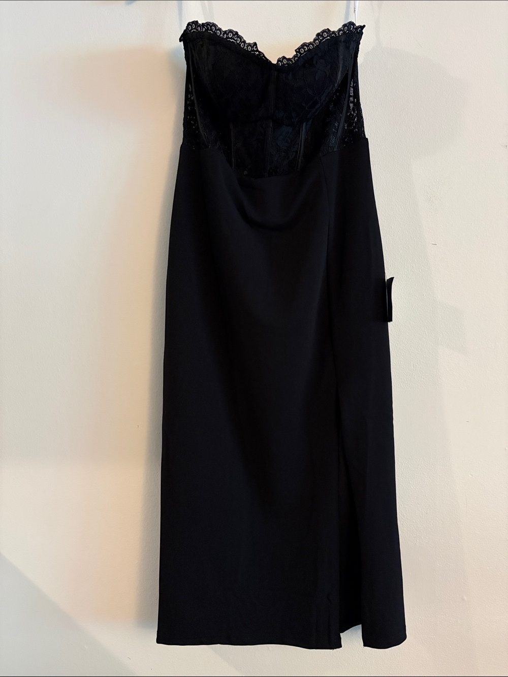 Lulu’s Strapless Lace Corset Midi Dress Women Size Large Black
